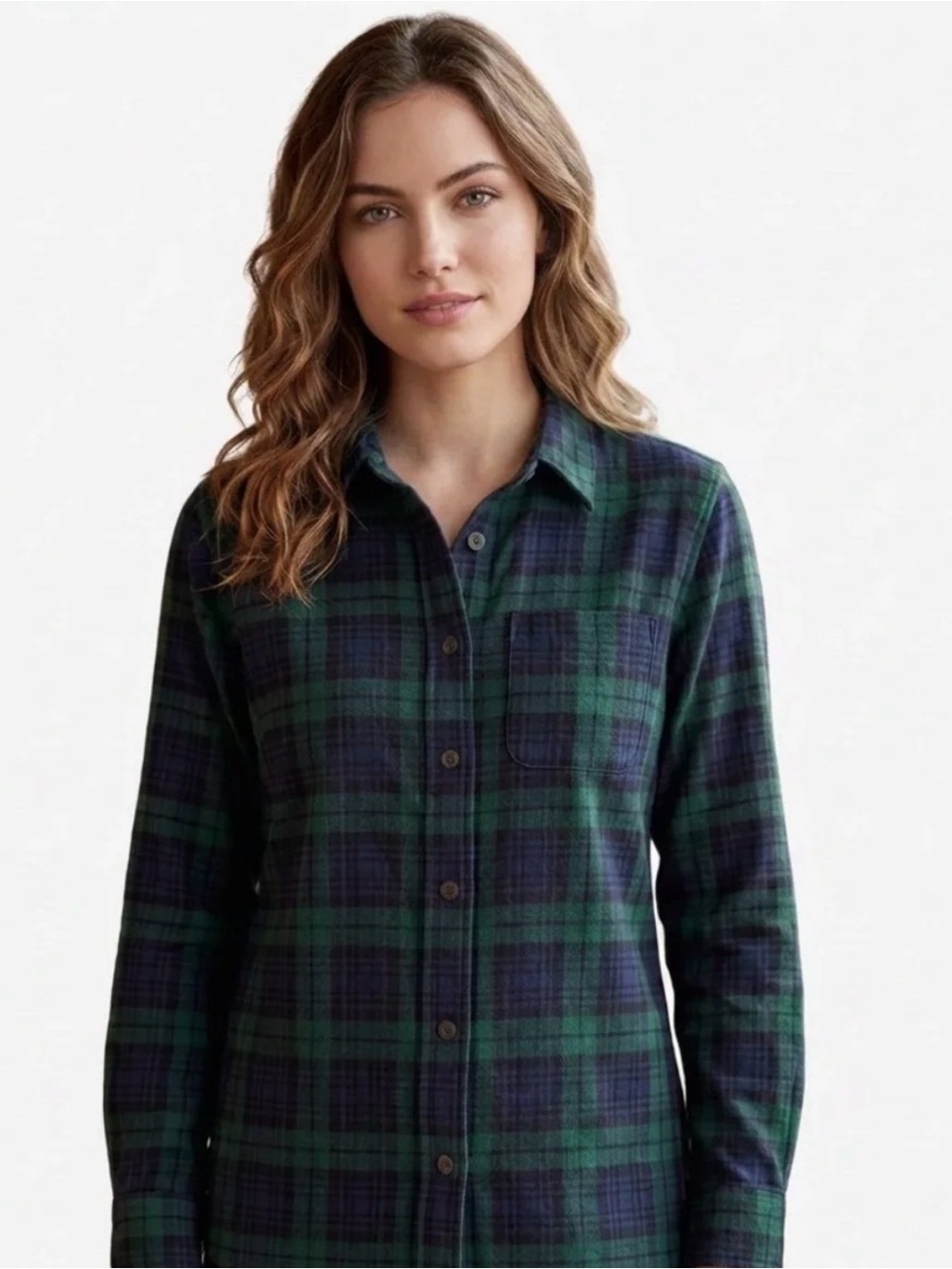 NWT L.L. Bean 100% Cotton Flannel Button Down Shirt Relaxed Fit Women’s Sz M
